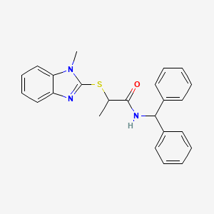 molecular formula C24H23N3OS B4880749 N-(DIPHENYLMETHYL)-2-[(1-METHYL-1H-1,3-BENZODIAZOL-2-YL)SULFANYL]PROPANAMIDE 