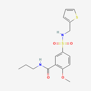 molecular formula C16H20N2O4S2 B4881201 2-methoxy-N-propyl-5-(thiophen-2-ylmethylsulfamoyl)benzamide 