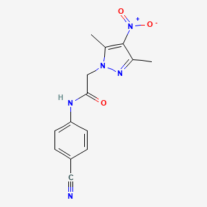 molecular formula C14H13N5O3 B4881490 N-(4-cyanophenyl)-2-(3,5-dimethyl-4-nitropyrazol-1-yl)acetamide 
