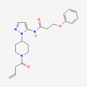 molecular formula C21H26N4O3 B4881651 N-[2-(1-but-3-enoylpiperidin-4-yl)pyrazol-3-yl]-3-phenoxypropanamide 