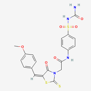 molecular formula C20H18N4O6S3 B4881913 N-[4-(carbamoylsulfamoyl)phenyl]-2-[(5E)-5-[(4-methoxyphenyl)methylidene]-4-oxo-2-sulfanylidene-1,3-thiazolidin-3-yl]acetamide 