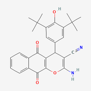 2-amino-4-(3,5-di-tert-butyl-4-hydroxyphenyl)-5,10-dioxo-5,10-dihydro-4H-benzo[g]chromene-3-carbonitrile