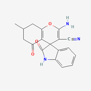 2-amino-7-methyl-2',5-dioxo-1',2',5,6,7,8-hexahydrospiro[chromene-4,3'-indole]-3-carbonitrile