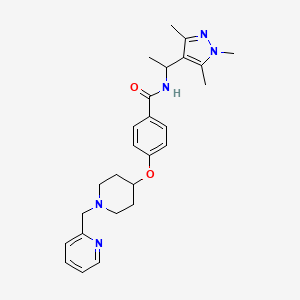molecular formula C26H33N5O2 B4882165 4-{[1-(2-pyridinylmethyl)-4-piperidinyl]oxy}-N-[1-(1,3,5-trimethyl-1H-pyrazol-4-yl)ethyl]benzamide 