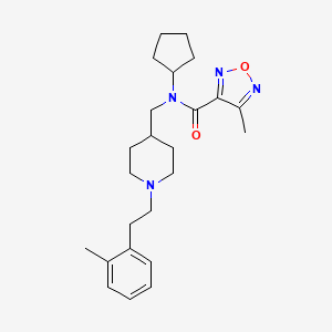 molecular formula C24H34N4O2 B4882207 N-cyclopentyl-4-methyl-N-({1-[2-(2-methylphenyl)ethyl]-4-piperidinyl}methyl)-1,2,5-oxadiazole-3-carboxamide 