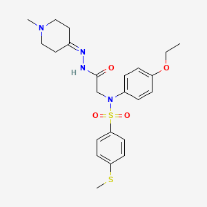 molecular formula C23H30N4O4S2 B4882209 N-(4-ETHOXYPHENYL)-N-{[N'-(1-METHYLPIPERIDIN-4-YLIDENE)HYDRAZINECARBONYL]METHYL}-4-(METHYLSULFANYL)BENZENE-1-SULFONAMIDE 