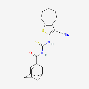 molecular formula C22H27N3OS2 B4882253 N-(1-ADAMANTYLCARBONYL)-N'-(3-CYANO-5,6,7,8-TETRAHYDRO-4H-CYCLOHEPTA[B]THIOPHEN-2-YL)THIOUREA 