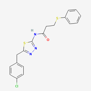 molecular formula C18H16ClN3OS2 B4882283 N-{5-[(4-CHLOROPHENYL)METHYL]-1,3,4-THIADIAZOL-2-YL}-3-(PHENYLSULFANYL)PROPANAMIDE 