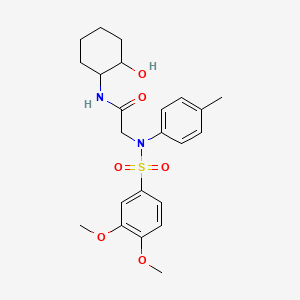molecular formula C23H30N2O6S B4882434 N-(2-Hydroxycyclohexyl)-2-[N-(4-methylphenyl)3,4-dimethoxybenzenesulfonamido]acetamide 