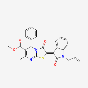 molecular formula C26H21N3O4S B4882593 methyl (2Z)-7-methyl-3-oxo-2-[2-oxo-1-(prop-2-en-1-yl)-1,2-dihydro-3H-indol-3-ylidene]-5-phenyl-2,3-dihydro-5H-[1,3]thiazolo[3,2-a]pyrimidine-6-carboxylate 