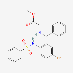 molecular formula C22H21BrN2O4S B4882905 {[(2-Benzenesulfonylamino-5-bromo-phenyl)-phenyl-methyl]-amino}-acetic acid methyl ester CAS No. 5876-81-3