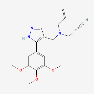 molecular formula C19H23N3O3 B4883631 N-prop-2-ynyl-N-[[5-(3,4,5-trimethoxyphenyl)-1H-pyrazol-4-yl]methyl]prop-2-en-1-amine 