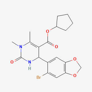 molecular formula C19H21BrN2O5 B4883942 Cyclopentyl 4-(6-bromo-1,3-benzodioxol-5-yl)-1,6-dimethyl-2-oxo-1,2,3,4-tetrahydropyrimidine-5-carboxylate 