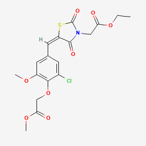 molecular formula C18H18ClNO8S B4884142 ethyl 2-[(5E)-5-[[3-chloro-5-methoxy-4-(2-methoxy-2-oxoethoxy)phenyl]methylidene]-2,4-dioxo-1,3-thiazolidin-3-yl]acetate 