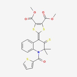molecular formula C23H19NO5S4 B4884195 dimethyl 2-(2,2-dimethyl-1-(2-thienylcarbonyl)-3-thioxo-2,3-dihydro-4(1H)-quinolinylidene)-1,3-dithiole-4,5-dicarboxylate 