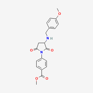 molecular formula C20H20N2O5 B4884252 METHYL 4-(3-{[(4-METHOXYPHENYL)METHYL]AMINO}-2,5-DIOXOPYRROLIDIN-1-YL)BENZOATE 