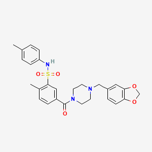 molecular formula C27H29N3O5S B4884549 5-{[4-(1,3-benzodioxol-5-ylmethyl)-1-piperazinyl]carbonyl}-2-methyl-N-(4-methylphenyl)benzenesulfonamide 