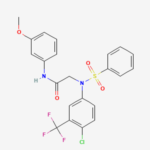 molecular formula C22H18ClF3N2O4S B4884737 2-[N-(benzenesulfonyl)-4-chloro-3-(trifluoromethyl)anilino]-N-(3-methoxyphenyl)acetamide 