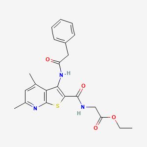 molecular formula C22H23N3O4S B4884789 Ethyl 2-{[4,6-dimethyl-3-(2-phenylacetamido)thieno[2,3-B]pyridin-2-YL]formamido}acetate 