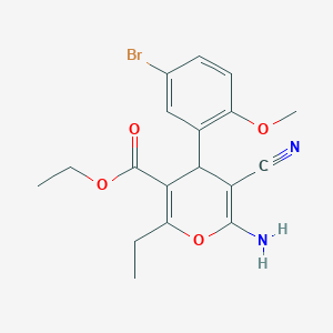 molecular formula C18H19BrN2O4 B4885329 ethyl 6-amino-4-(5-bromo-2-methoxyphenyl)-5-cyano-2-ethyl-4H-pyran-3-carboxylate 