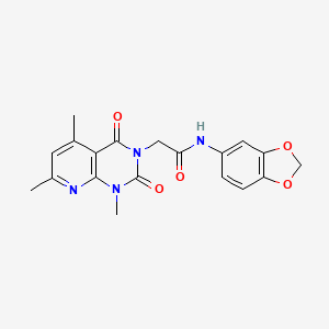 molecular formula C19H18N4O5 B4885572 N-(2H-1,3-BENZODIOXOL-5-YL)-2-{1,5,7-TRIMETHYL-2,4-DIOXO-1H,2H,3H,4H-PYRIDO[2,3-D]PYRIMIDIN-3-YL}ACETAMIDE 