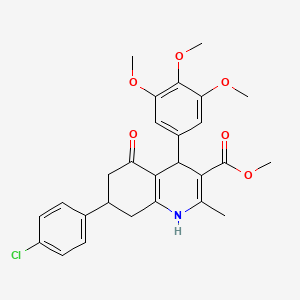 molecular formula C27H28ClNO6 B4885600 methyl 7-(4-chlorophenyl)-2-methyl-5-oxo-4-(3,4,5-trimethoxyphenyl)-4,6,7,8-tetrahydro-1H-quinoline-3-carboxylate 
