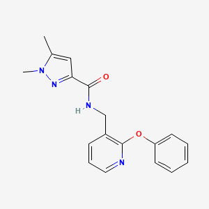 molecular formula C18H18N4O2 B4885751 1,5-dimethyl-N-[(2-phenoxy-3-pyridinyl)methyl]-1H-pyrazole-3-carboxamide 