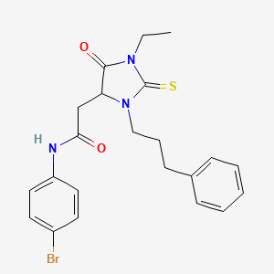 molecular formula C22H24BrN3O2S B4885931 N-(4-bromophenyl)-2-[1-ethyl-5-oxo-3-(3-phenylpropyl)-2-sulfanylideneimidazolidin-4-yl]acetamide 