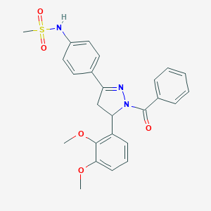 molecular formula C25H25N3O5S B488610 N-[4-[2-benzoyl-3-(2,3-dimethoxyphenyl)-3,4-dihydropyrazol-5-yl]phenyl]methanesulfonamide CAS No. 724437-74-5