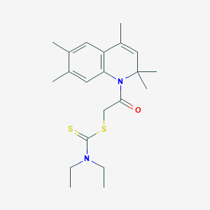 molecular formula C21H30N2OS2 B4886294 2-[(DIETHYLCARBAMOTHIOYL)SULFANYL]-1-(2,2,4,6,7-PENTAMETHYL-1,2-DIHYDROQUINOLIN-1-YL)ETHAN-1-ONE 