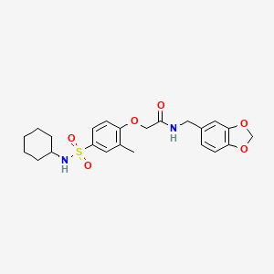 molecular formula C23H28N2O6S B4886597 N-[(2H-1,3-BENZODIOXOL-5-YL)METHYL]-2-[4-(CYCLOHEXYLSULFAMOYL)-2-METHYLPHENOXY]ACETAMIDE 
