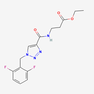 molecular formula C15H16F2N4O3 B4886690 Ethyl 3-[[1-[(2,6-difluorophenyl)methyl]triazole-4-carbonyl]amino]propanoate 