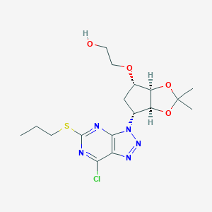 molecular formula C17H24ClN5O4S B048868 2-(((3aR,4S,6R,6aS)-6-(7-Chloro-5-(propylthio)-3H-[1,2,3]triazolo[4,5-d]pyrimidin-3-yl)-2,2-dimethyltetrahydro-3aH-cyclopenta[d][1,3]dioxol-4-yl)oxy)ethanol CAS No. 376608-75-2