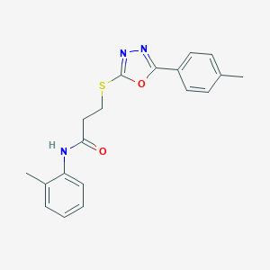molecular formula C19H19N3O2S B488695 N-(2-methylphenyl)-3-{[5-(4-methylphenyl)-1,3,4-oxadiazol-2-yl]sulfanyl}propanamide CAS No. 724439-02-5