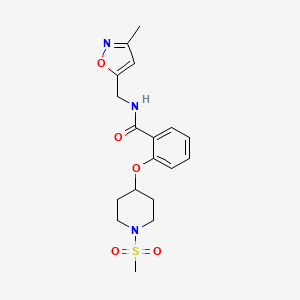 molecular formula C18H23N3O5S B4887456 N-[(3-methyl-1,2-oxazol-5-yl)methyl]-2-(1-methylsulfonylpiperidin-4-yl)oxybenzamide 