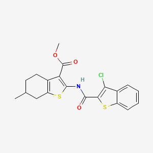 molecular formula C20H18ClNO3S2 B4887509 Methyl 2-{[(3-chloro-1-benzothiophen-2-yl)carbonyl]amino}-6-methyl-4,5,6,7-tetrahydro-1-benzothiophene-3-carboxylate 