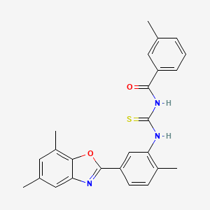molecular formula C25H23N3O2S B4887795 N-{[5-(5,7-dimethyl-1,3-benzoxazol-2-yl)-2-methylphenyl]carbamothioyl}-3-methylbenzamide 