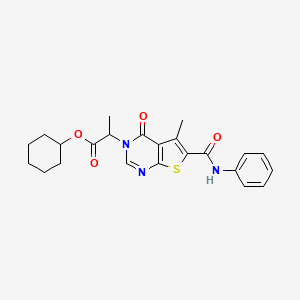 molecular formula C23H25N3O4S B4887877 Cyclohexyl 2-[5-methyl-4-oxo-6-(phenylcarbamoyl)thieno[2,3-d]pyrimidin-3-yl]propanoate 