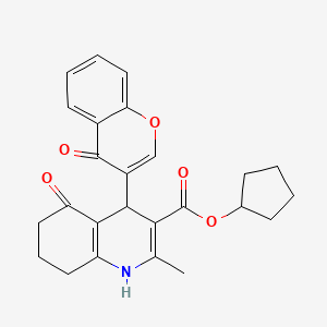 molecular formula C25H25NO5 B4888021 cyclopentyl 2-methyl-5-oxo-4-(4-oxo-4H-chromen-3-yl)-1,4,5,6,7,8-hexahydroquinoline-3-carboxylate 