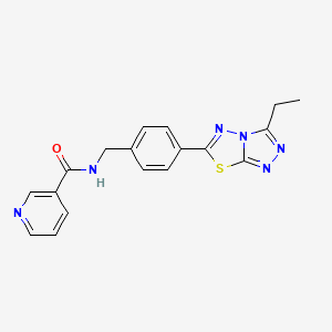molecular formula C18H16N6OS B4888118 N-[(4-{3-ETHYL-[1,2,4]TRIAZOLO[3,4-B][1,3,4]THIADIAZOL-6-YL}PHENYL)METHYL]PYRIDINE-3-CARBOXAMIDE 