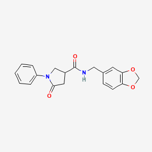 molecular formula C19H18N2O4 B4888310 N-(1,3-benzodioxol-5-ylmethyl)-5-oxo-1-phenylpyrrolidine-3-carboxamide 