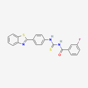 molecular formula C21H14FN3OS2 B4888378 N-{[4-(1,3-benzothiazol-2-yl)phenyl]carbamothioyl}-3-fluorobenzamide 