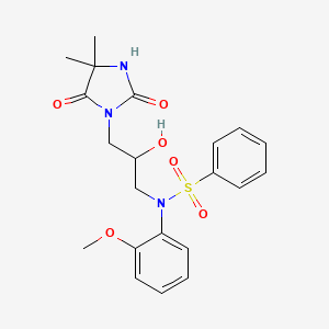 molecular formula C21H25N3O6S B4888499 N-[3-(4,4-dimethyl-2,5-dioxoimidazolidin-1-yl)-2-hydroxypropyl]-N-(2-methoxyphenyl)benzenesulfonamide 