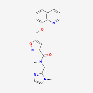 molecular formula C20H19N5O3 B4888547 N-methyl-N-[(1-methylimidazol-2-yl)methyl]-5-(quinolin-8-yloxymethyl)-1,2-oxazole-3-carboxamide 