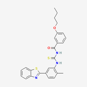 molecular formula C26H25N3O2S2 B4888590 N-{[5-(1,3-benzothiazol-2-yl)-2-methylphenyl]carbamothioyl}-3-butoxybenzamide 