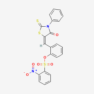 molecular formula C22H14N2O6S3 B4888925 [2-[(E)-(4-oxo-3-phenyl-2-sulfanylidene-1,3-thiazolidin-5-ylidene)methyl]phenyl] 2-nitrobenzenesulfonate 