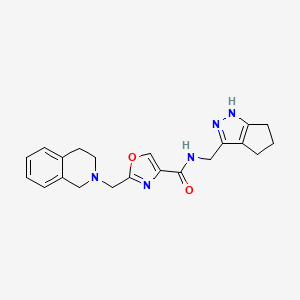 molecular formula C21H23N5O2 B4889281 2-(3,4-dihydro-1H-isoquinolin-2-ylmethyl)-N-(1,4,5,6-tetrahydrocyclopenta[c]pyrazol-3-ylmethyl)-1,3-oxazole-4-carboxamide 