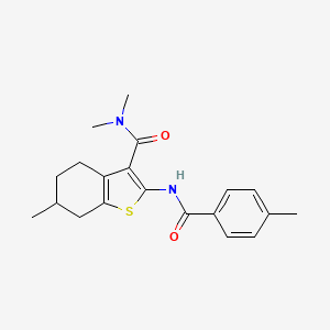 molecular formula C20H24N2O2S B4889728 N,N,6-trimethyl-2-{[(4-methylphenyl)carbonyl]amino}-4,5,6,7-tetrahydro-1-benzothiophene-3-carboxamide 