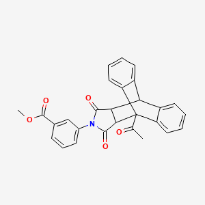 molecular formula C28H21NO5 B4889892 Methyl 3-(1-acetyl-16,18-dioxo-17-azapentacyclo[6.6.5.0~2,7~.0~9,14~.0~15,19~]nonadeca-2,4,6,9,11,13-hexaen-17-yl)benzoate (non-preferred name) 