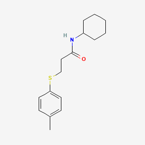 molecular formula C16H23NOS B4890238 N-cyclohexyl-3-[(4-methylphenyl)sulfanyl]propanamide 